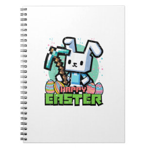 Fröhlicher Osterhase Pixel Spiel Gaming Gamer Jung Notizblock