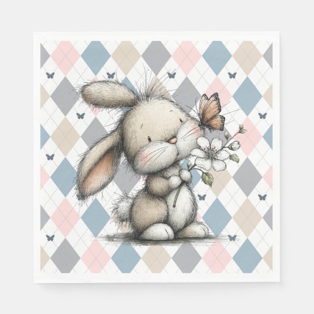 Fröhlicher Osterhase Serviette (Vorderseite)