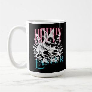 Fröhlicher Osterhase Stempel Rosa Kaffeetasse