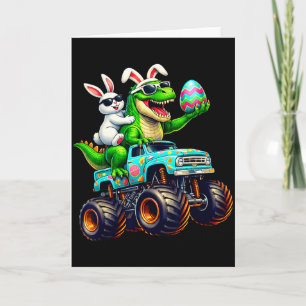 Fröhlicher Osterhase T Rex Monstertruck Dinosaurie Karte