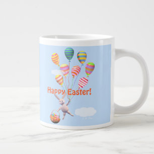 Fröhlicher Osterhase und Ballons Jumbo-Tasse