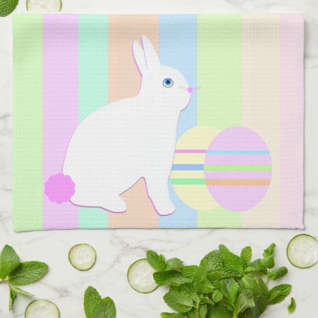 Fröhlicher Osterhase und Eier Geschirrtuch (Gefaltet)