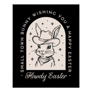 Fröhlicher Osterhase Western-Thema lustige Grüße Poster