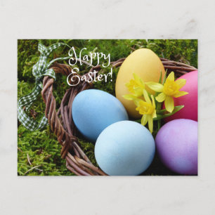 Fröhlicher Ostern Bunter Ostereier Korb Postkarte