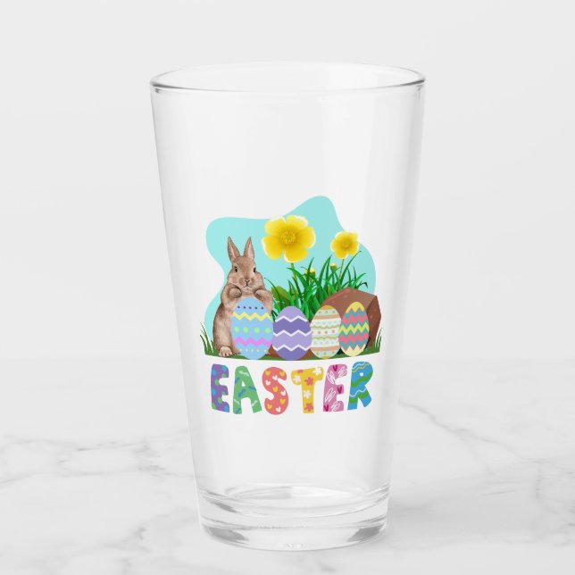 Fröhlicher Ostern Glas (Vorderseite)