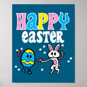 Fröhlicher Ostern Osterhase Tanz Süße Jungen Mädch Poster