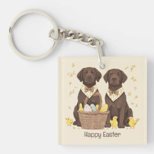 Fröhlicher Osterschokoladen-Labrador-Retriever-Hun Schlüsselanhänger