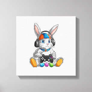 Fröhlicher Ostertag Hase Ei Lustige Jungen Mädchen Leinwanddruck