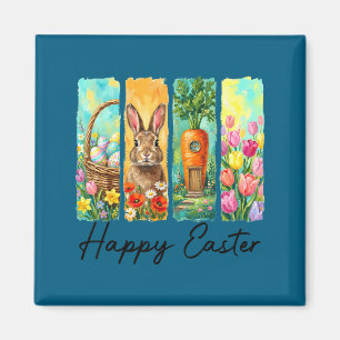Fröhlicher Ostertag Hase Eier Korb Eiersuche lusti Magnet