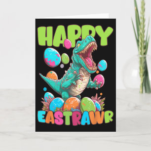 Fröhlicher Ostrawr Kleinkind Jungen T-Rex Ostern D Karte
