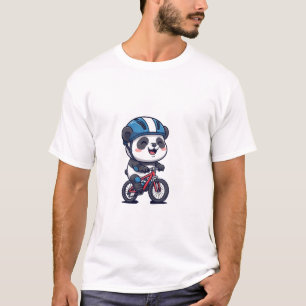 Fröhlicher Panda-Radfahrer auf einem roten Mountai T-Shirt