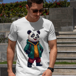 Fröhlicher Panda-T - Shirt - Abenteuer bereit