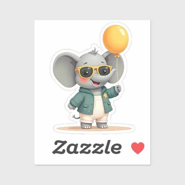 Fröhlicher Party Elephant | Niedliches Festprogram Aufkleber (Blatt)