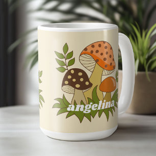 Fröhlicher Pilz mit individuellem Namen Kaffeetasse