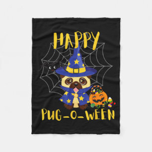 Fröhlicher Pug-O-Ween Lustiger Hund Pug Halloween Fleecedecke