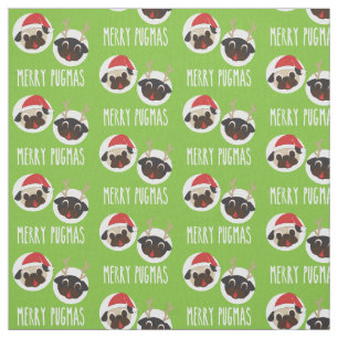 Fröhlicher Pugmas Mops Sankt und Ren V2 Stoff