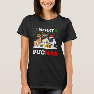 Fröhlicher Pugmas Weihnachtsmann Elf Rentier Pug H T-Shirt
