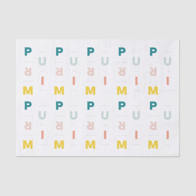 fröhlicher Purim-Farbton Seidenpapier (Vorderseite)