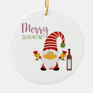 Fröhlicher Quarantäne-Weihnachts-Gnom Keramik-Orna Keramik Ornament