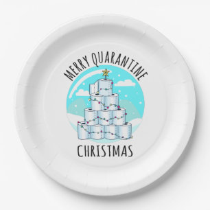 Fröhlicher Quarantäne-Weihnachtsbaum-Toilettenpapi Pappteller