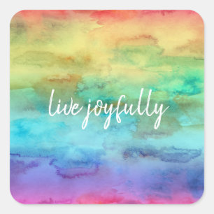 Fröhlicher Regenbogen-Wasserfarbenplaner Quadratischer Aufkleber