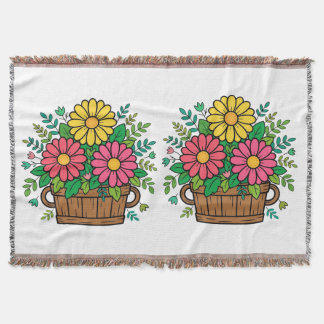 Fröhlicher Retro-Blumen-Holzpflanzkübel  Decke