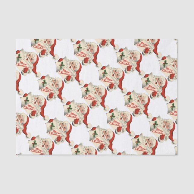 Fröhlicher Retro-Weihnachtsmann Seidenpapier (Vorderseite)