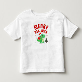Fröhlicher Rex-Mas Weihnachtsdinosaurier Kleinkind T-shirt