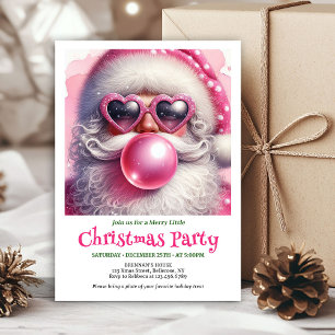 Fröhlicher rosa Santa-Bubble-Gum-Wasserfarben-Weih Einladung