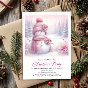 Fröhlicher Rosa Schneemann Editable Weihnachten Einladung