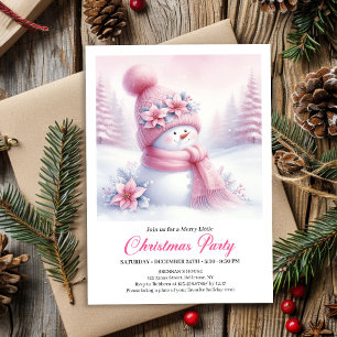 Fröhlicher Rosa Schneemann Editierbare Weihnachts- Einladung