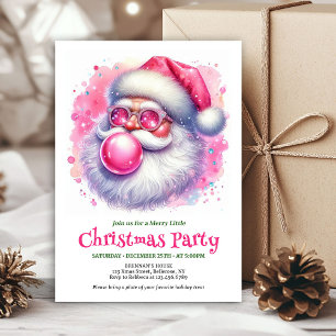 Fröhlicher rosa Weihnachtsmann Kaugummi Wasserfarb Einladung