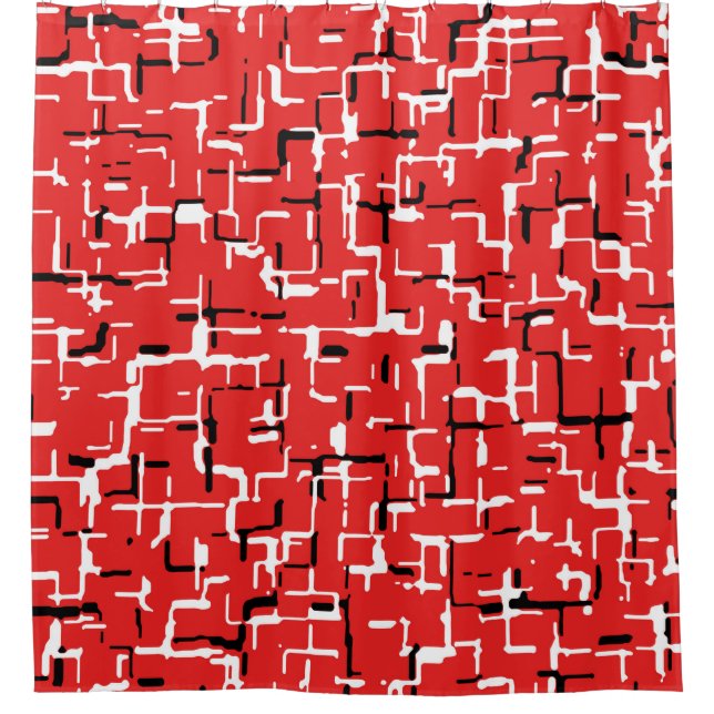 Fröhlicher rot/weiß/schwarz-trendy duschvorhang (Vorderseite)