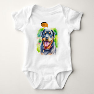 Fröhlicher Rottweiler Hund in Aquarell Baby Strampler