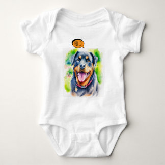 Fröhlicher Rottweiler Hund in Aquarell Baby Strampler