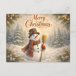 Fröhlicher rustikaler Schneemann Frohe Weihnachten