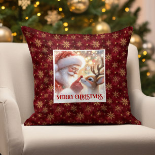 Fröhlicher Santa Rudolph Weihnachts-Kissenbezug Wi Kissen
