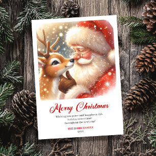 Fröhlicher Santa und Rudolph klassischer Weihnacht Feiertagskarte