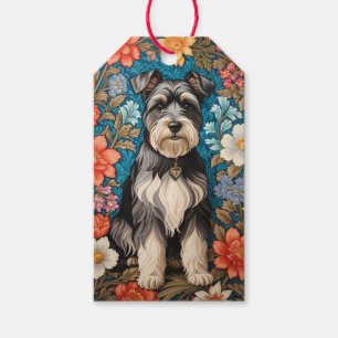 Fröhlicher Schnauzer William Morris Inspirierte Bl Geschenkanhänger