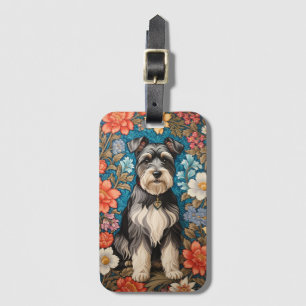Fröhlicher Schnauzer William Morris Inspirierter B Gepäckanhänger