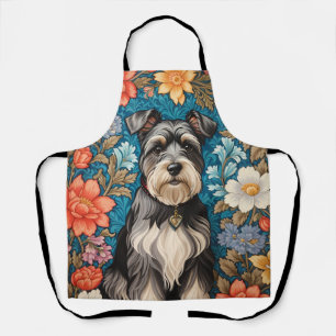 Fröhlicher Schnauzer William Morris Inspirierter B Schürze