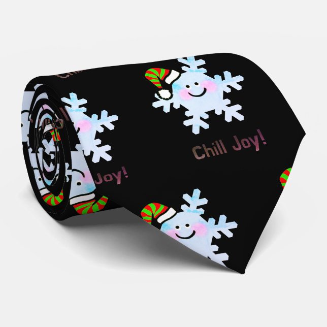 Fröhlicher Schneeflocken-Feiertagszauber Krawatte (Gerollt)