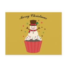 Fröhlicher Schneemann auf einer Cupcake-Weihnachts