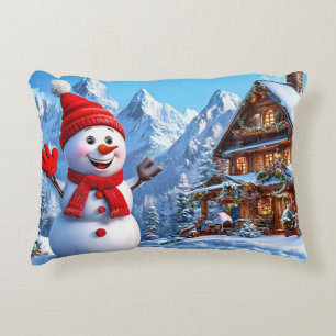 fröhlicher Schneemann Dekokissen
