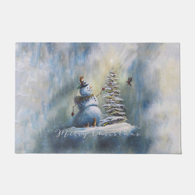 Fröhlicher Schneemann Fußmatte (Vorderseite)