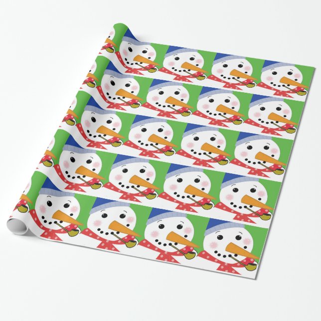 Fröhlicher Schneemann Geschenkpapier (Ungerollt)