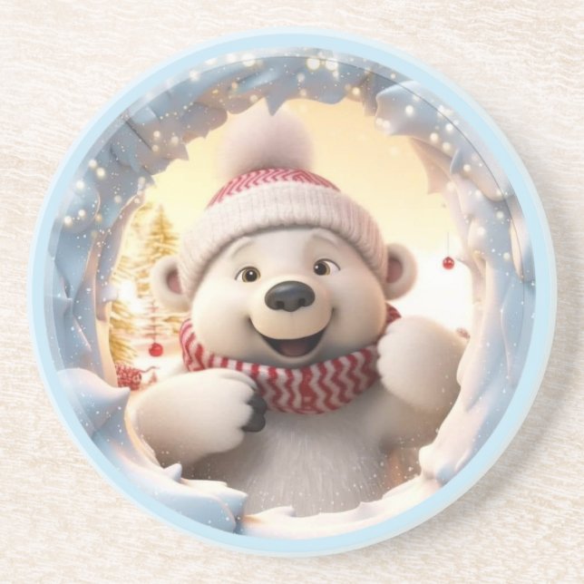 fröhlicher Schneemann Getränkeuntersetzer (Vorne)