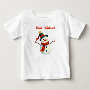 Fröhlicher Schneemann in der Winterlandschaft Baby T-shirt