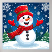 Fröhlicher Schneemann in Red Scarf und Hat