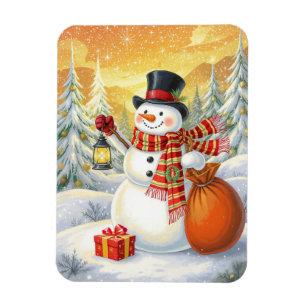Fröhlicher Schneemann-Laternen-Geschenke Schneewal Magnet